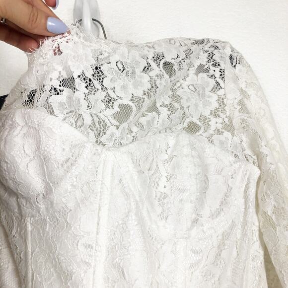 BCBGMAXAZRIA Arlena Mini Dress Size 8 One Shoulder White Lace Cocktail Bridal - Picture 6 of 13